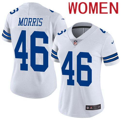 Women Dallas Cowboys #46 Alfred Morris Nike White Vapor Limited NFL Jersey->women nfl jersey->Women Jersey